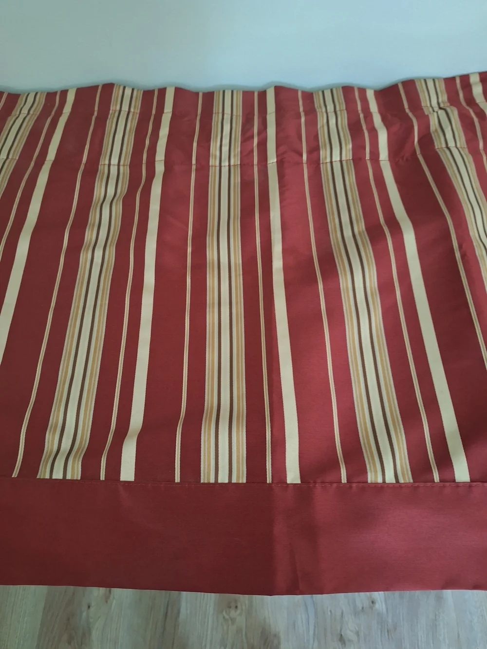 Red and Beige Striped Window Valance - 4